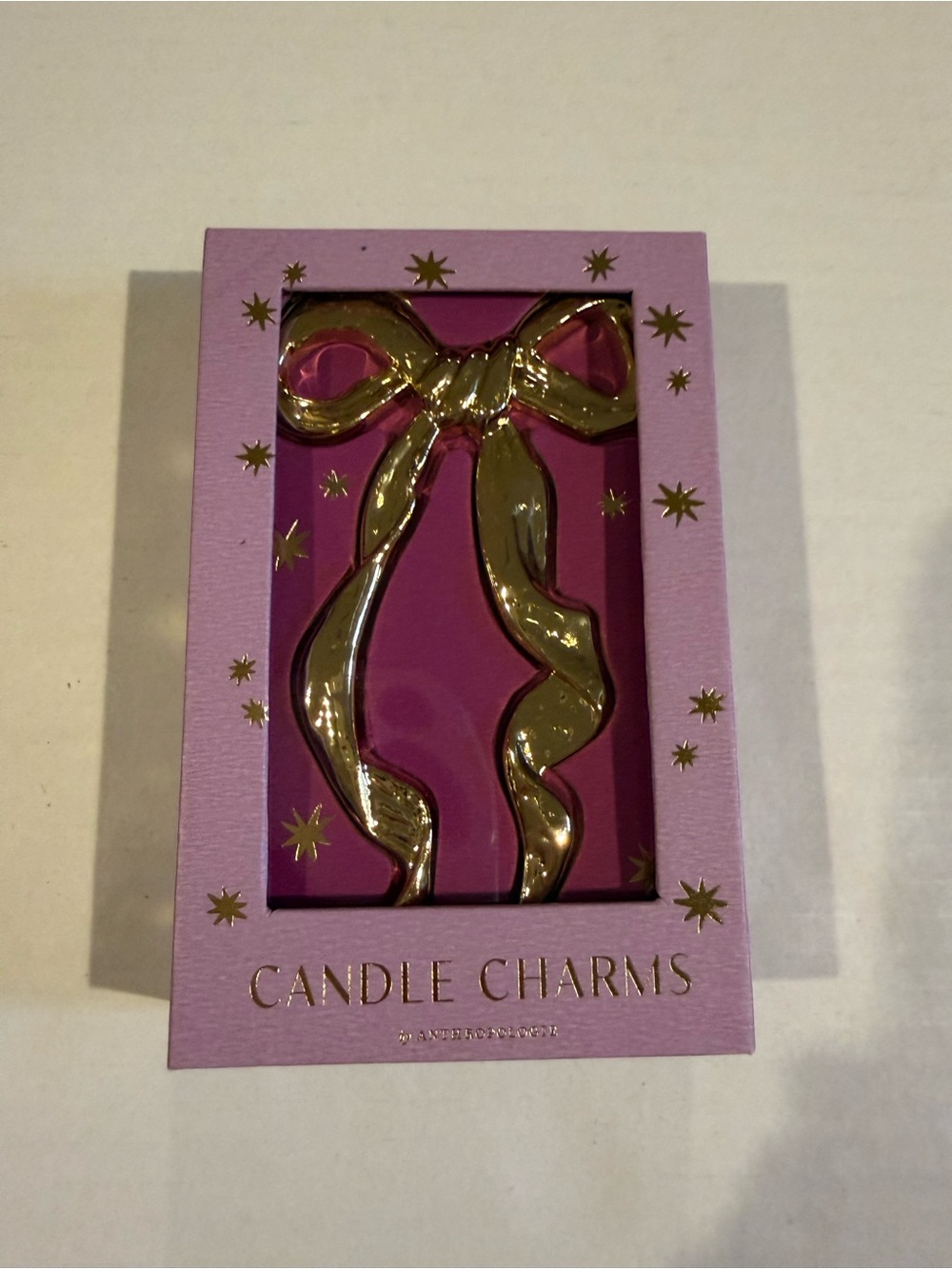 Anthropologie Gold Bow Candle Charms in Pink Packaging - Picture 1 of 2